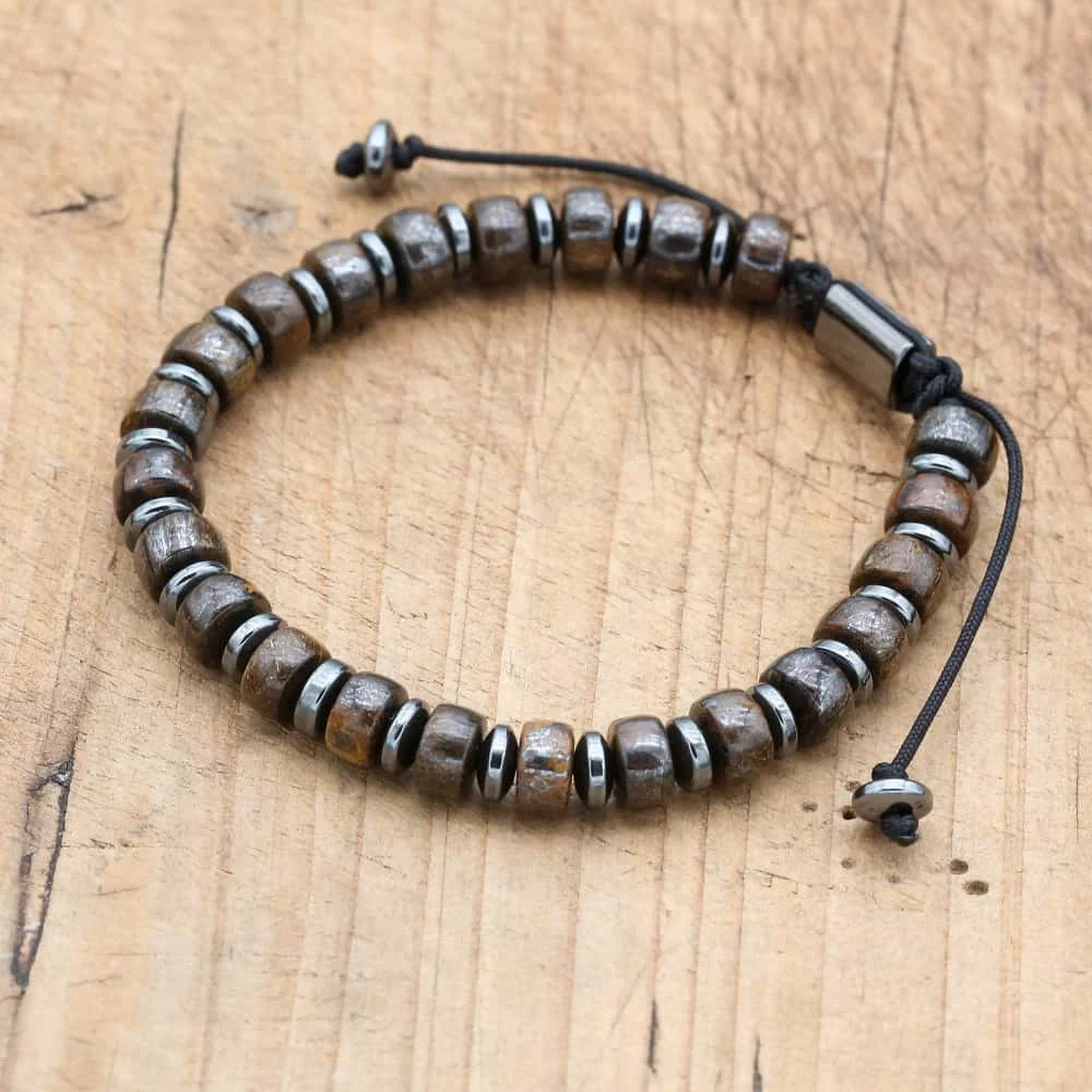 Handmade Women Men Bronzite Hematite Beaded Bracelet Protection Grounding Negativity Repelling Good Luck Fashion Jewelry Gifts