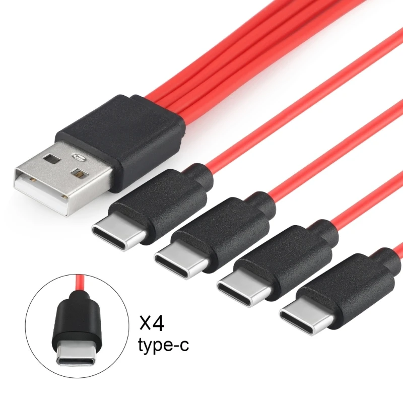 Adaptador de Cable de carga tipo C para portátil y tableta, convertidor 4 en 1 de 4 puertos, Conector de Cable duradero, divisor de carga rápida de