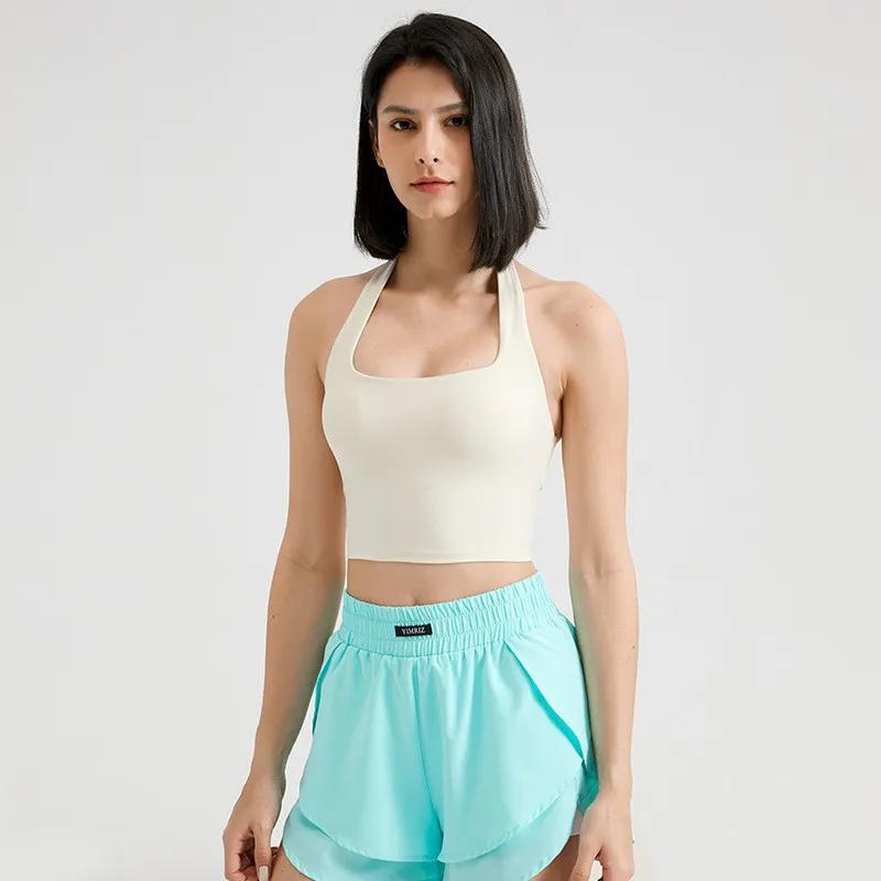 Sexy Neckholder-Gepolstertes Yoga-Top für Damen, Rückenfreies Gym-Crop-Top, Fitness-BH, Atmungsaktive Workout-Oberteile, Sport-BHs – Detail 15