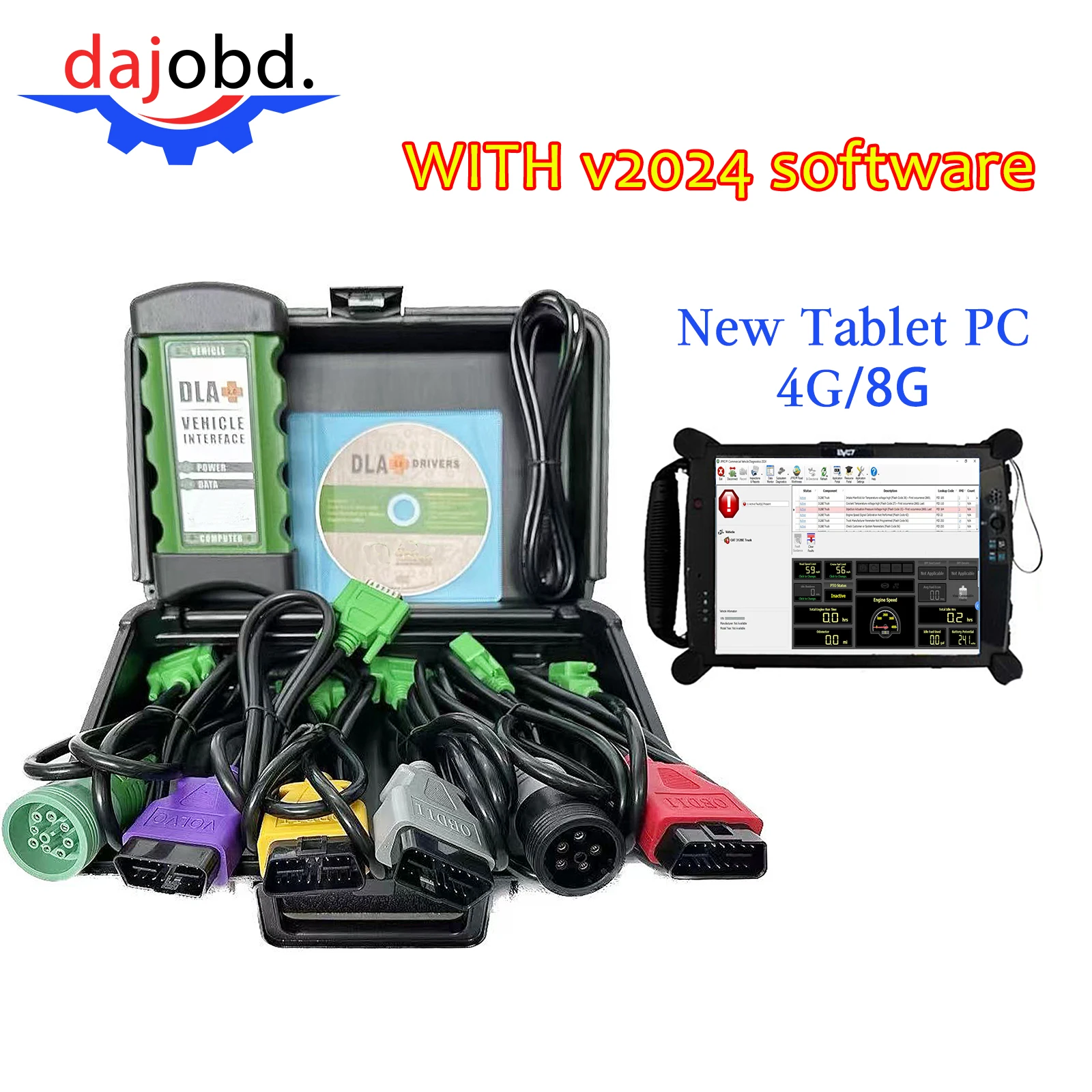 

New 2024 v1 and T420PC/table for JPRO Professional Diagnostic Tool 2019V1 Heavy Duty Truck Scanner for JPro DLA+ 2.0 Adapter Kit