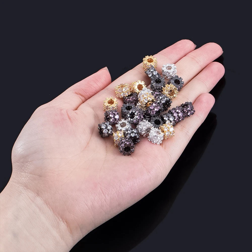 5 шт., металлические циркониевые медные снежинки, разделительные бусины, браслеты, разделители для бочонков, аксессуары, ожерелье, компоненты для изготовления ювелирных изделий