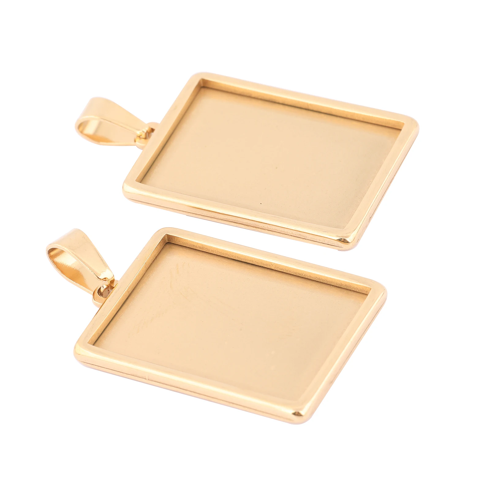 5 sztuk ze stali nierdzewnej pozłacany prostokąt 18x25mm Cabochon wisiorek podstawa ustawienie tace Diy Bezel naszyjnik puste miejsca