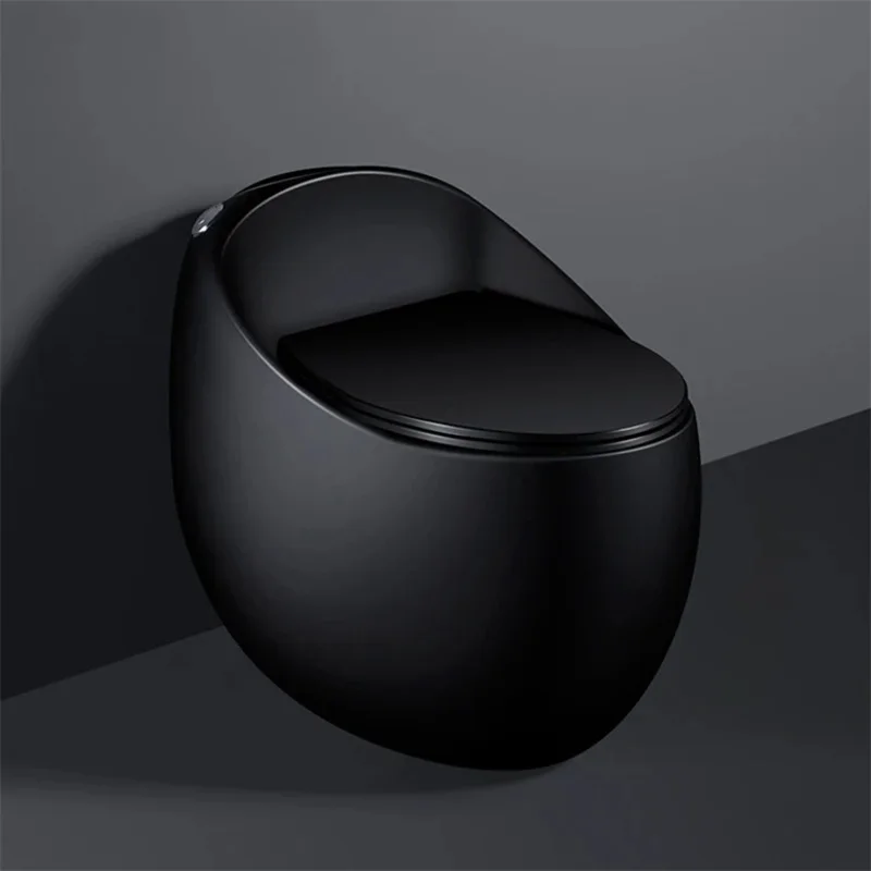 Hot selling modern style egg shape siphon jet flushing one piece bathroom wc ceramic black toilet bowl