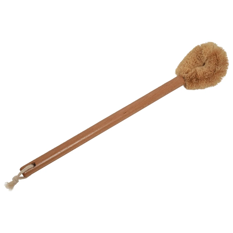 Updated Modern Version Toilet Bowl Brush, Natural Coconut Fiber Brush Head And Beechwood Handle For Bathroom Toilet - Sturdy, De