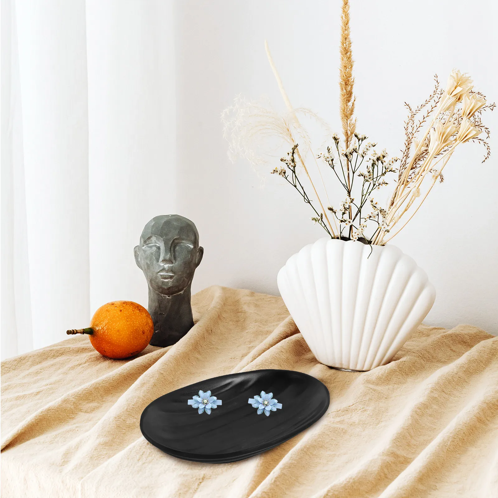 Oval Melamine Fruit Plate Jewelry Tray – Ring Dish, Key Holder & Trinket Organizer for Home Storage