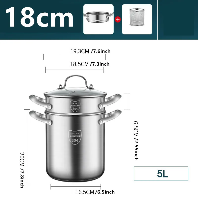 Imagem -06 - Fogão de Massa em Multipots Panela de Sopa com Grelha a Vapor Cesta de Fritar para Espargos Panelas de Cozinha l Pcs Aço Inoxidável