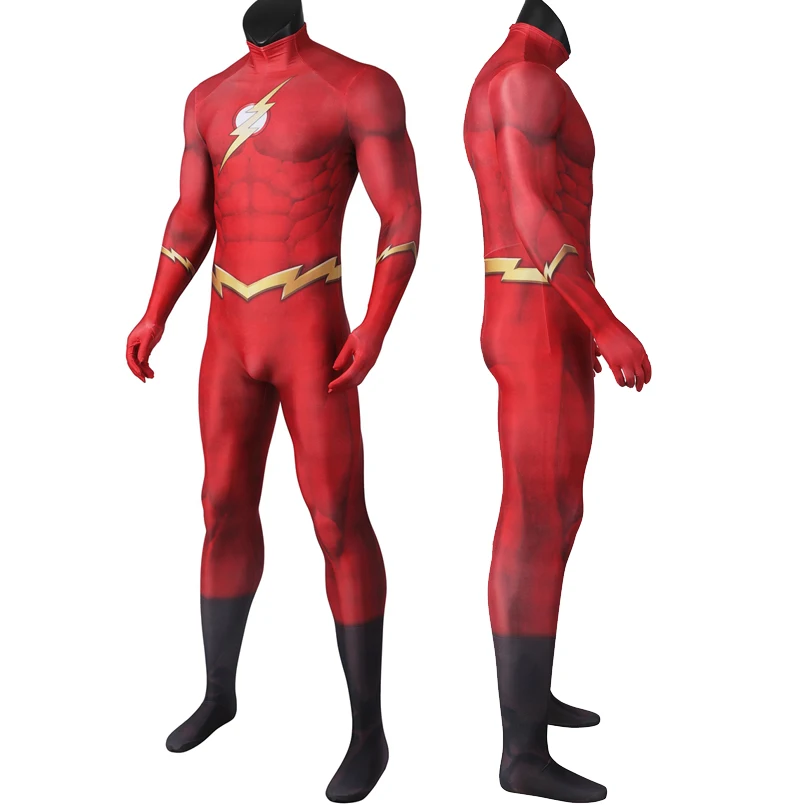 Czerwony Barry Allen dla dorosłych mężczyzn Halloween Cosplay 3D cyfrowy kombinezon z nadrukiem Cosplay body Zentai garnitur Jason Garrick kostium