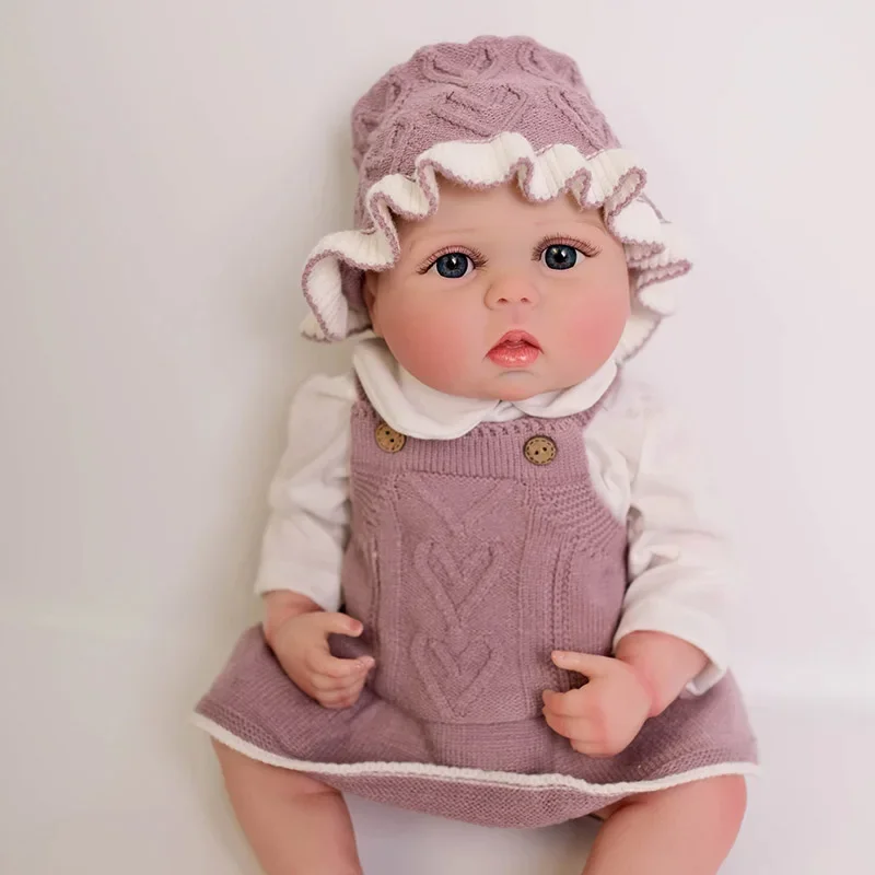 48 cm Corpo intero Lucy Realistico Reborn Baby Neonato Bambola Coccolone Bambino Strati multipli Pittura Pelle 3D con Capelli disegnati a mano