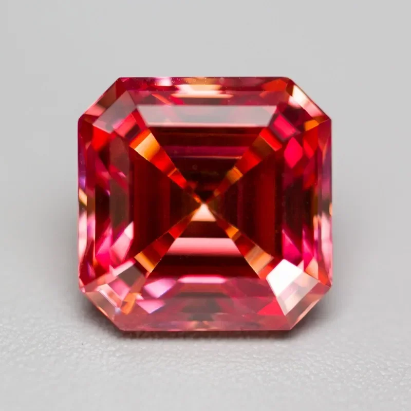 Pedra moissanite múltiplas cores, pedra preciosa de corte asscher para diy, material de joias avançadas, testador de diamante com certificado gra