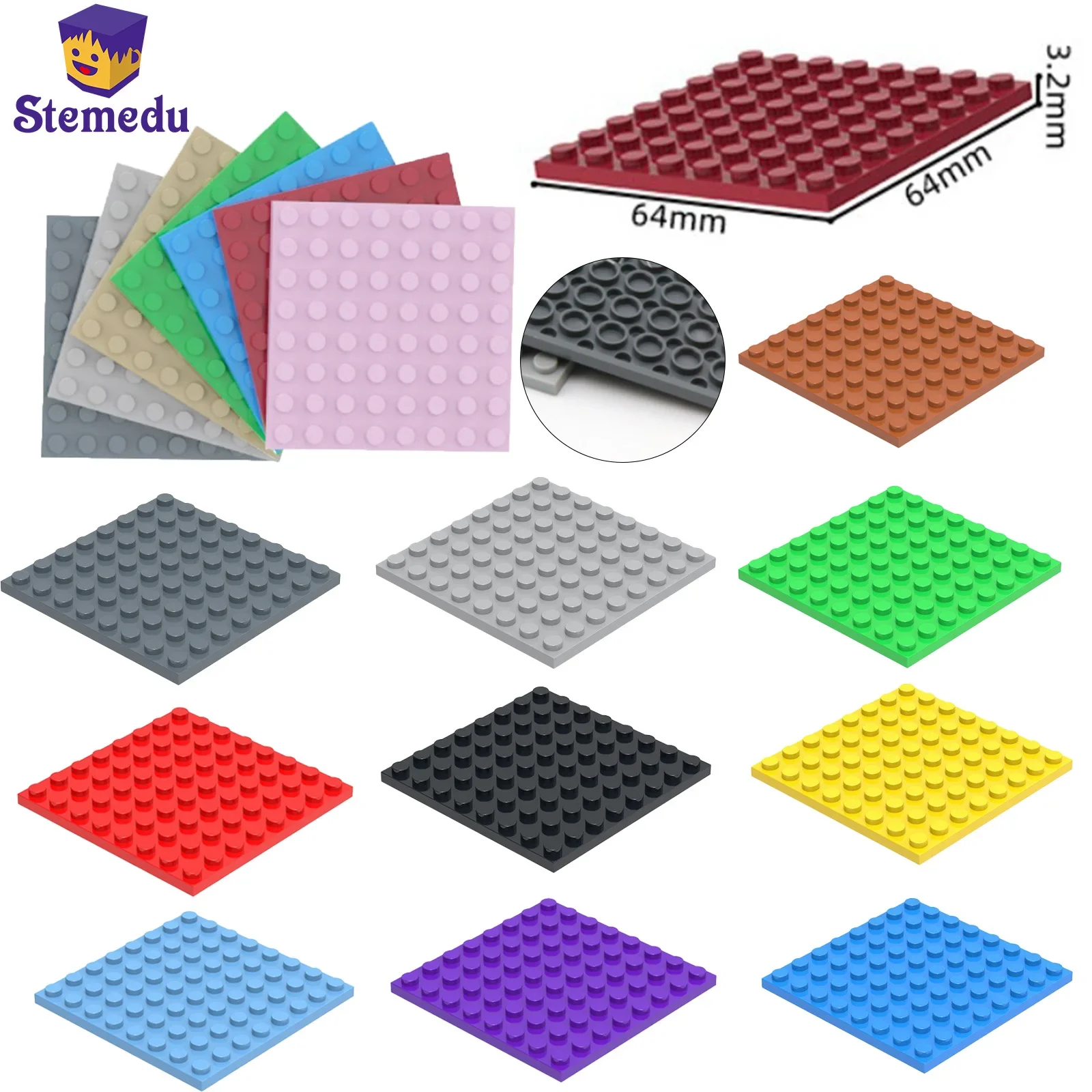 15pcs 8*8 Dots Base Plate Board Duble Side Building Block Bricks Small Particle Compatible with Legoeds 41539 Gift Toys for Kids