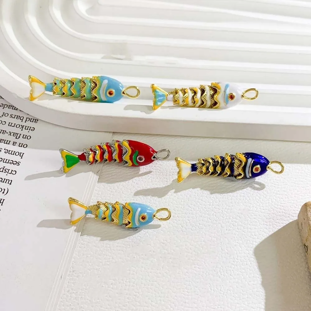 

Carp Plated Enamel Fish Charms Jewelry Accessories 3D Movable Mini Metal Fish DIY Pendants Waterproof Drip Oil Fish Key Ring