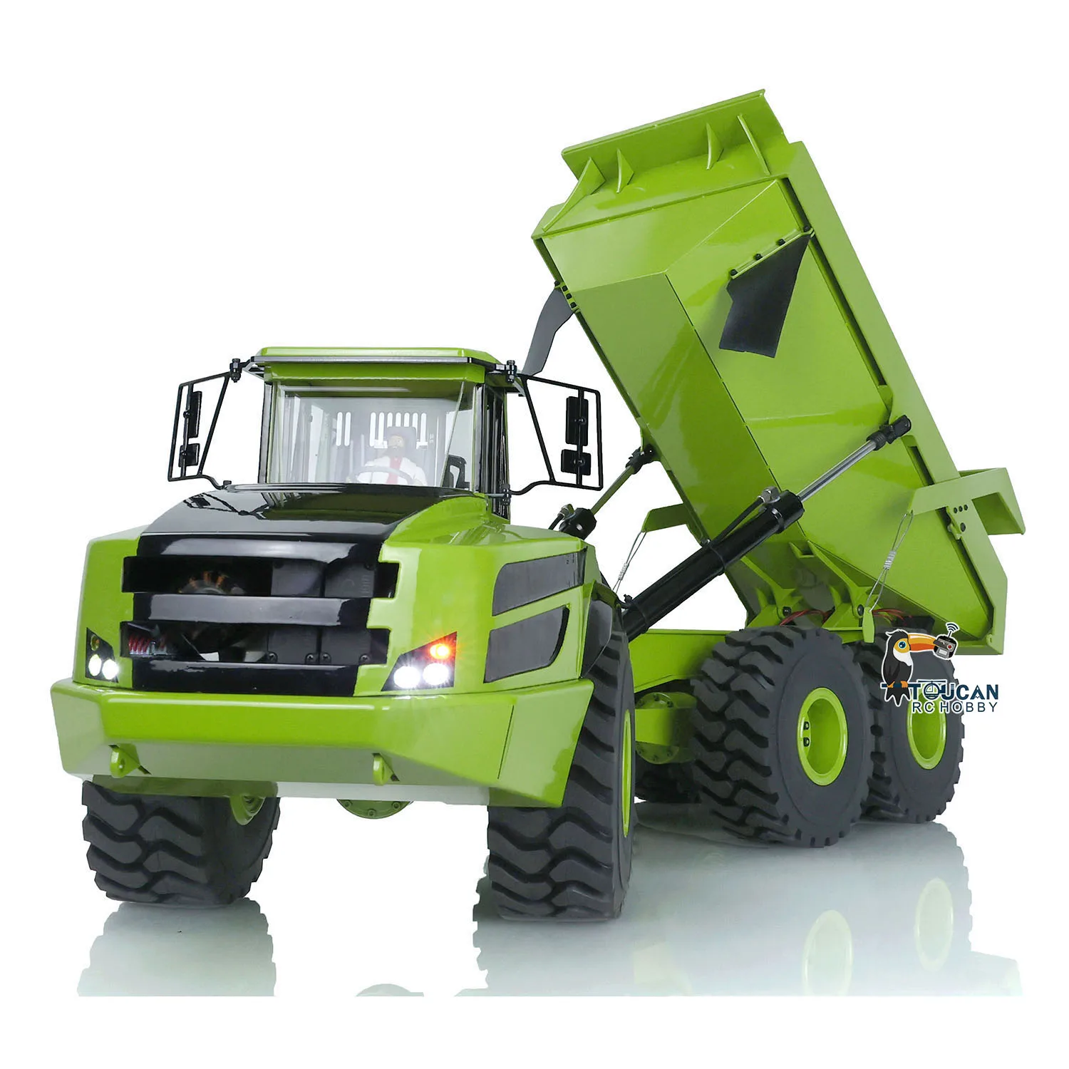 1/14 XDRC 6*6 elevación hidráulica de Metal RC camión articulado volquete RTR modelo verde Motor Servo ESC juguetes para niño THZH1370