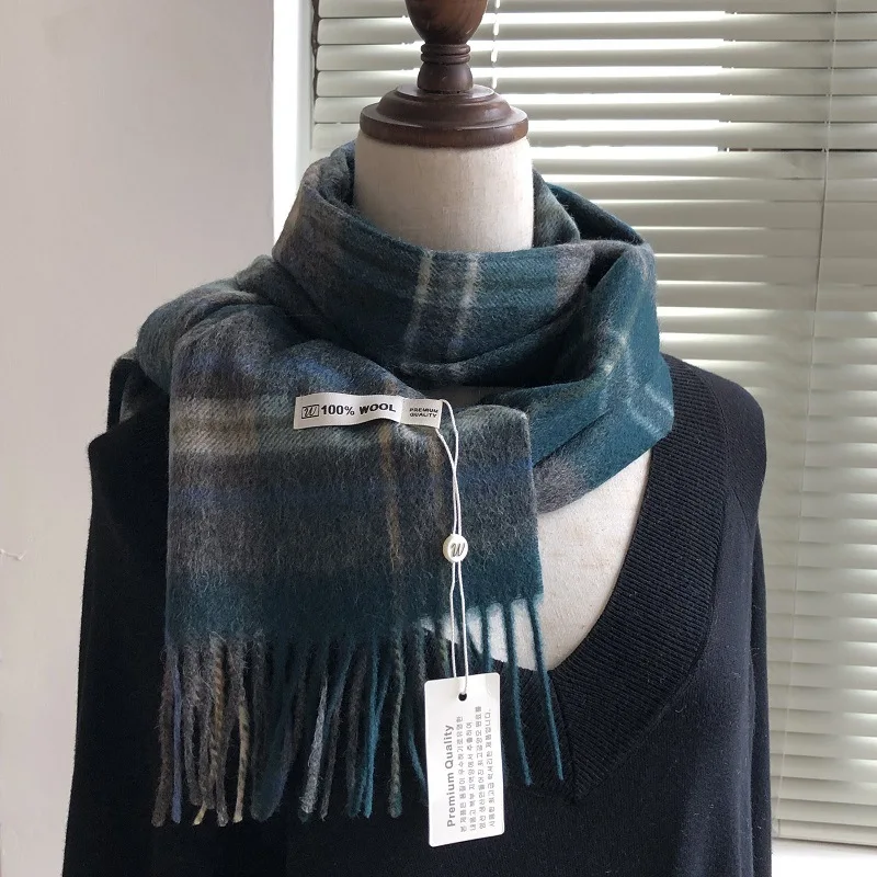 Chic Classic Plaid Cashmere Scarf Autumn Winter Women Men Soft Light Warm Muffler Male High Qualiy 100%Wool Thermal Wrap Female