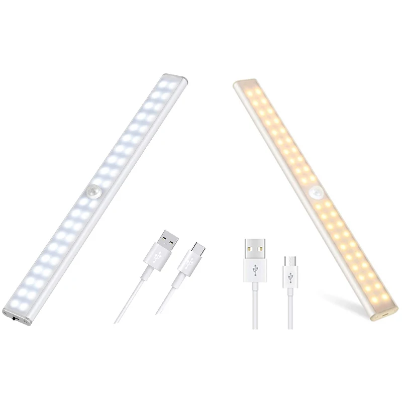Lampu Sensor gerakan dalam ruangan, 40 LED dapat diisi ulang lampu lemari Sensor gerak, lampu malam untuk promosi tangga dapur