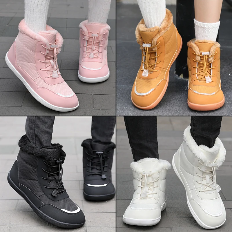 New Winter Boots for Women Wide toe Barefoot Sneakers Winter Women's Snow Boots Thick Plush Women Boots Ankle Boots Hiking Shoes