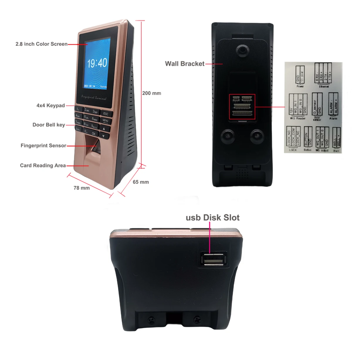 WiFi TCP/IP Biometric Face Fingerprint Door Lock Access Control System Facial Finger Time and Attendance