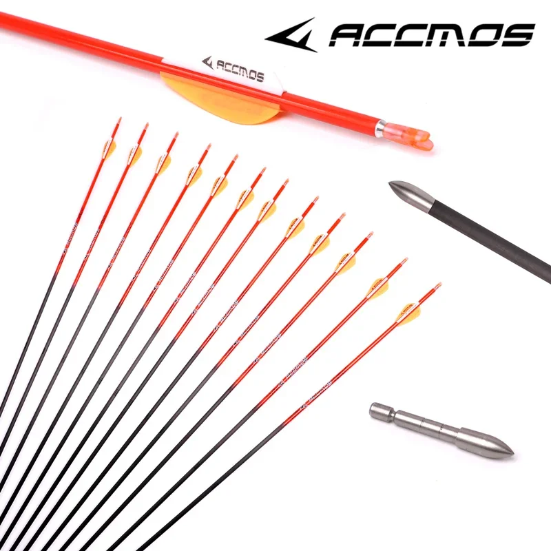 Pure Carbon Arrow Spine for Compound or Recurve Bow Shooting, ID 4.2mm, 400, 500, 600, 700, 800, 900, 1000, Archery, 12Pcs