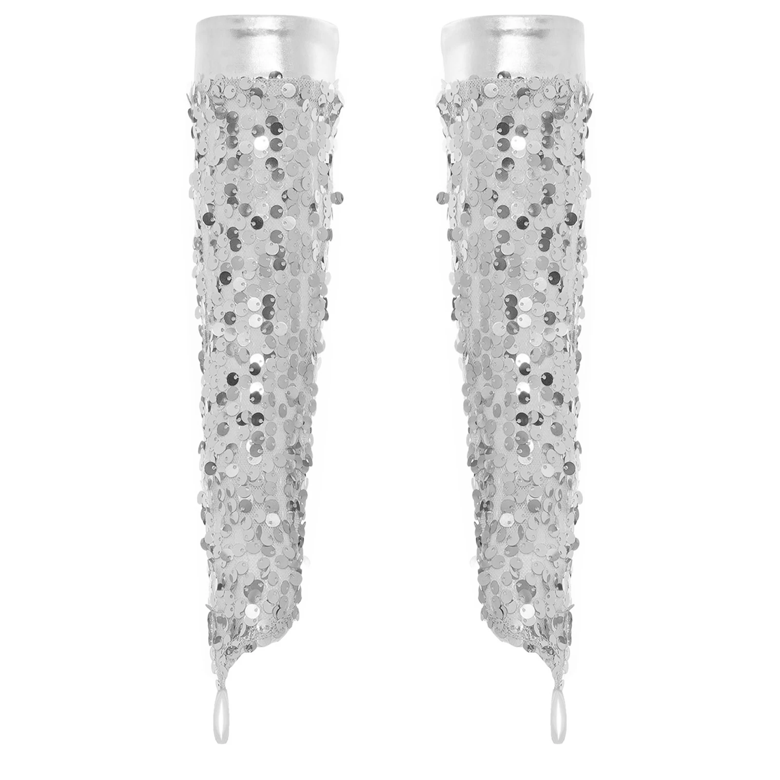 1Pair Kids Girls Party Gloves Sparkling Sequins Gloves Fingerless Mittens Performance Dancewear Jazz Dance Costume Accessories