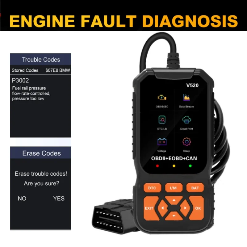 New V520 V314 Automotive Diagnostic Scanner OBD 2 Automotive Engine Fault Diagnosis Tool OBD Fault Error Code Detector wholesale