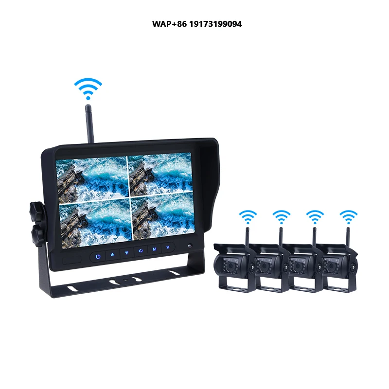 نظام احتياطي عكسي للحافلة الشاحنة اللاسلكية 4 قنوات 7 بوصة AHD لشاحنات السيارات والحافلات ومقطورات السفر RV