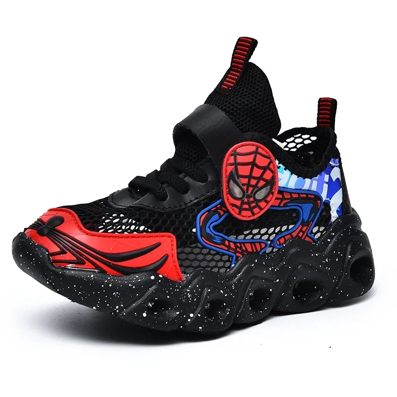 New Boys Girls Shoes Cartoon Spiderman Baby Casual Sneakers Led Light Luminious Spring Autumn Toddler Running Sport Shoes