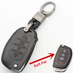 Genuine Leather 4Button Smart Key Case Cover For Hyundai Sonata Santa Fe Azera Accent Tucson I45 Mistra