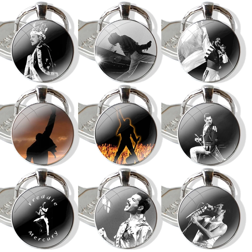 Keychain Handmade Glass Cabochon Key Ring Holder Pendant Key Chains Freddie Mercury Picture