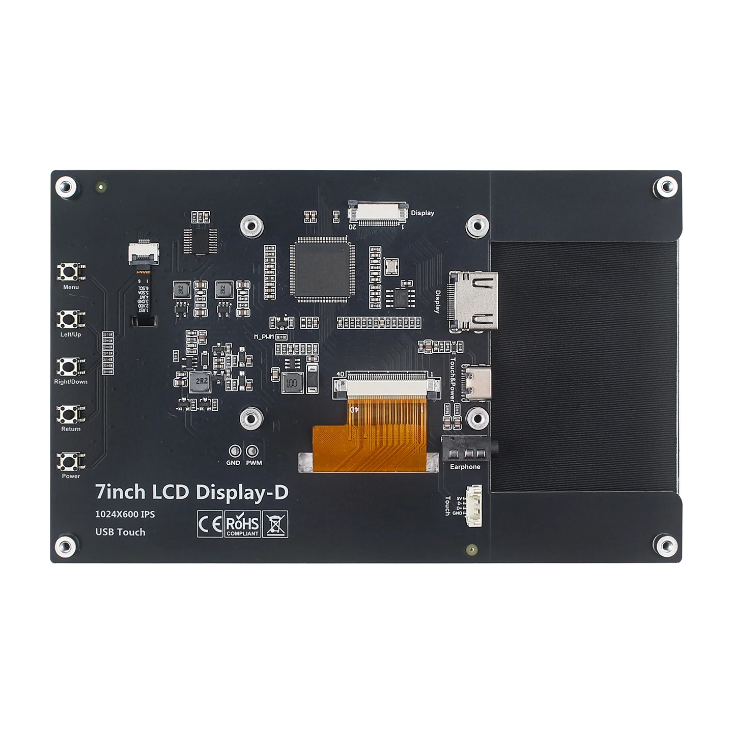 7 Inch Raspberry Pi HDMI-compatible Display IPS LCD 1024x600 Capacitive Touch Screen for Raspberry Pi 5 4B 3B+ 3B HD Monitor