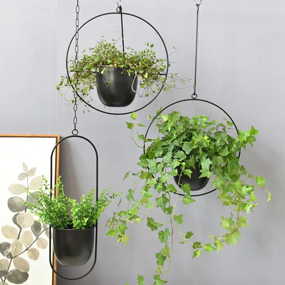 Iron Detachable Chain Flower Hanging Basket Flower Pot Nordic Succulent Hanging Basket Wall Art Decor Flower Hanging Planter
