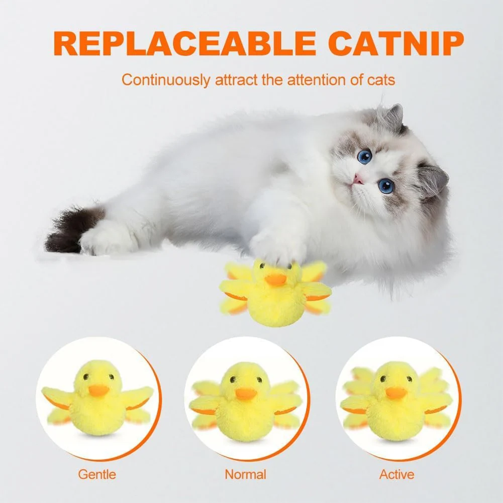 Flapping Wings Duck Cat Toy with Lifelike Quack Chirping Cat Exercise Plush Duck Interactive Kitten Catnip Toy Cat Kicker Toys