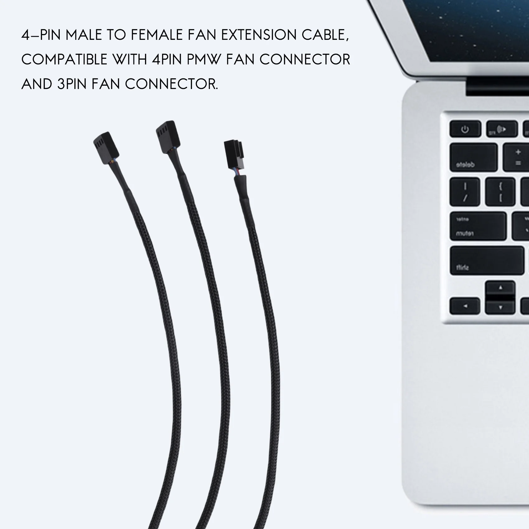 10PCS 4 Pin PWM Fan Extension Power Cable Connector Case Male to Female Extending Cables Compatible with 4 Pin/3 Pin Fan