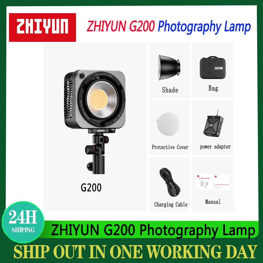 ZHIYUN G200 300W Led Video Lights COB 2700K-6500K With APP Control Portable Fill Light For Live Streaming Shooting Video