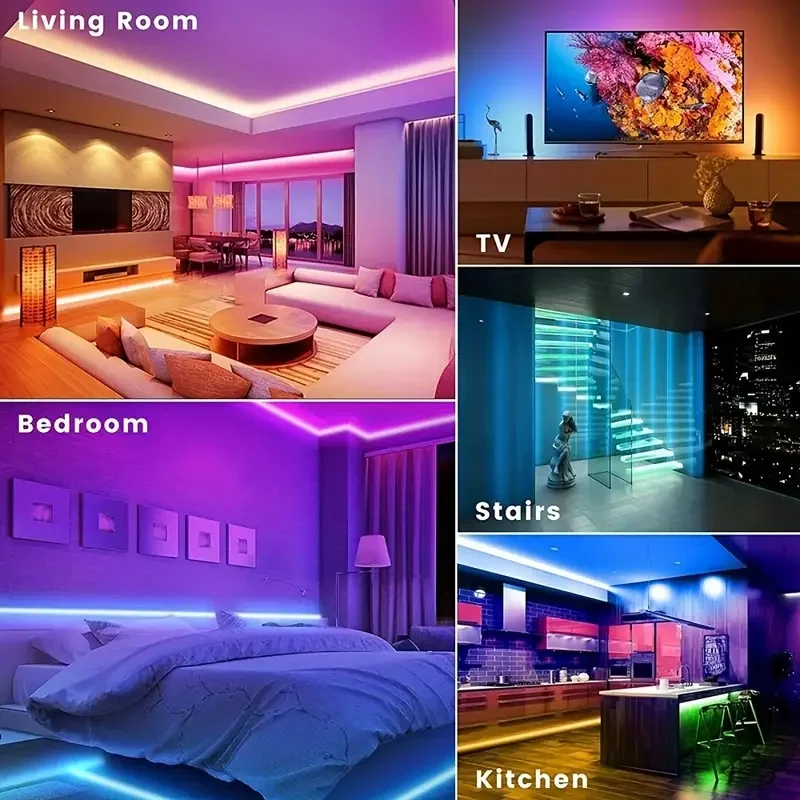 40m/30M/20M/15M RGB LED Strip Light, Flexible Ribbon DIY Tape Diode DC 24V, APP Control Music Sync for Christmas Room Gift Deco