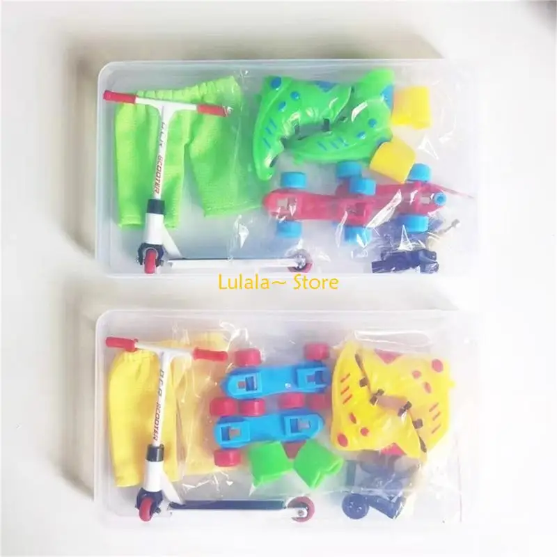 Y4QA Mini Vinger Rolschaatsen Vinger Scooter Mini Shorts Set Vinger Speelgoed voor Peuter Volwassen Ontwikkel Behendigheid en
