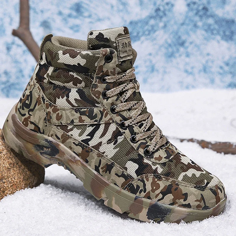 Men\'s Boots Winter Combat Shoes For Men Outdoor Sport Climb Mountains Cross Country Camouflage Men Sneakers masculinos