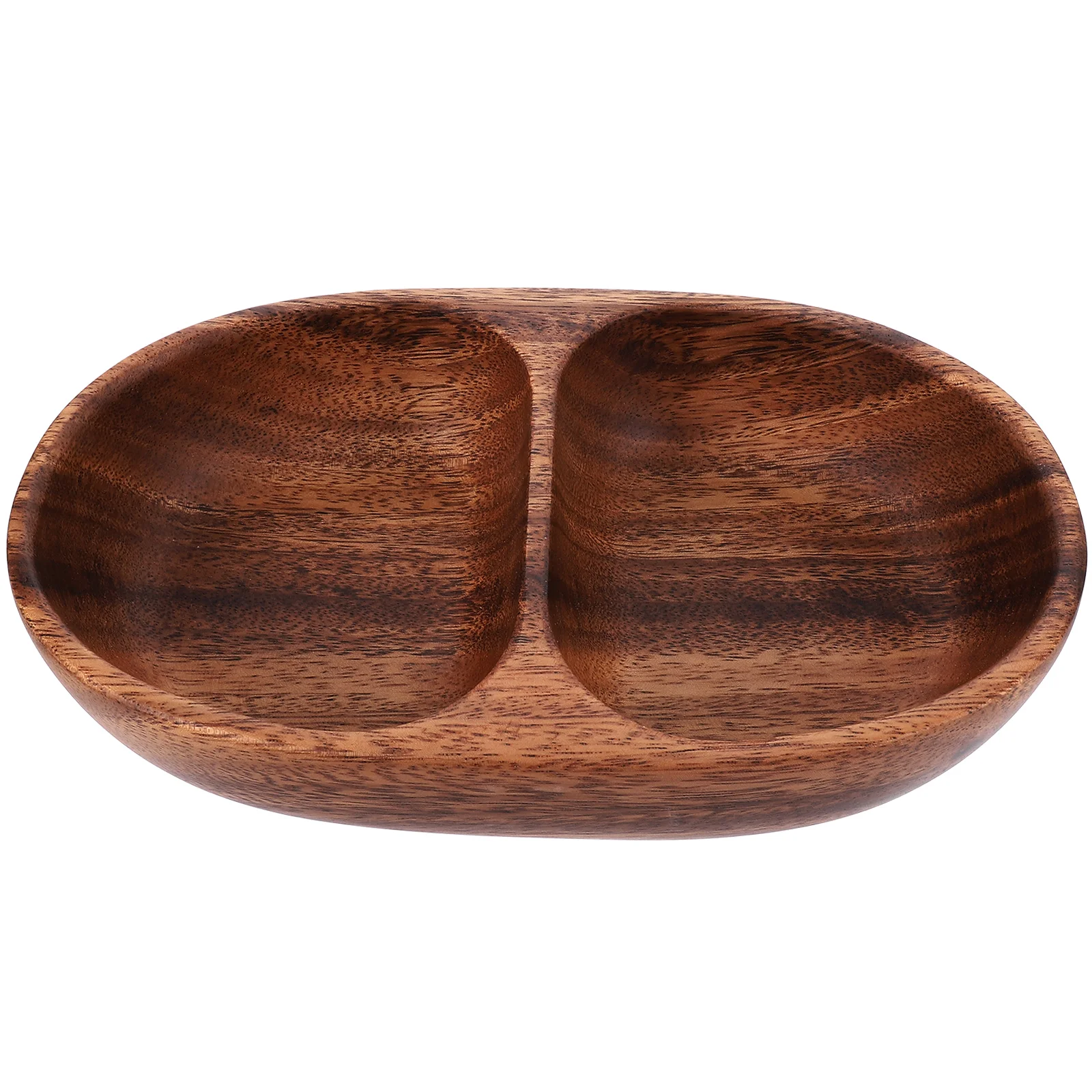 

Wood Divided Salad Bowl Snack Serving Food Container Fruit Plate For Kitchen Counter Appetizer Tray Non-Slip Wooden