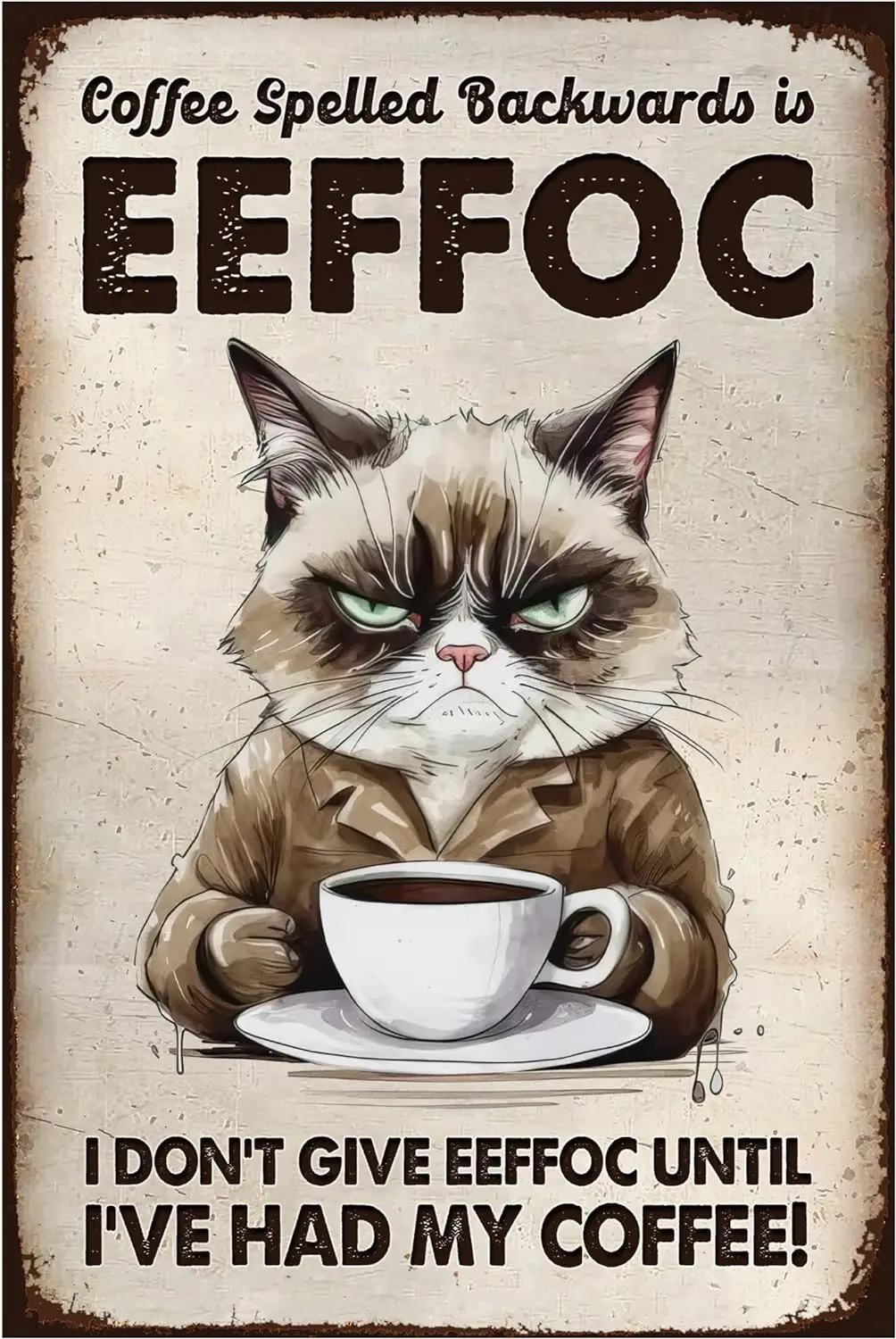 Забавный кофейный знак-написано обратно-Забавный кухонный Настенный декор 8x12 дюймов, нержавеющий, не выцветает, перед первым кофе я не знаю