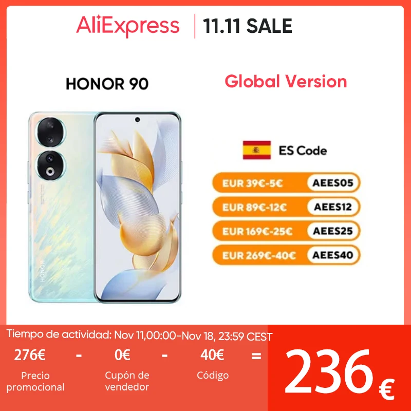 Global Version HONOR 90 5G Smartphone 200MP Ultra-Clear Camera Snapdragon 7 Gen 1 5000mAh Battery 66W SuperCharge 120Hz Display