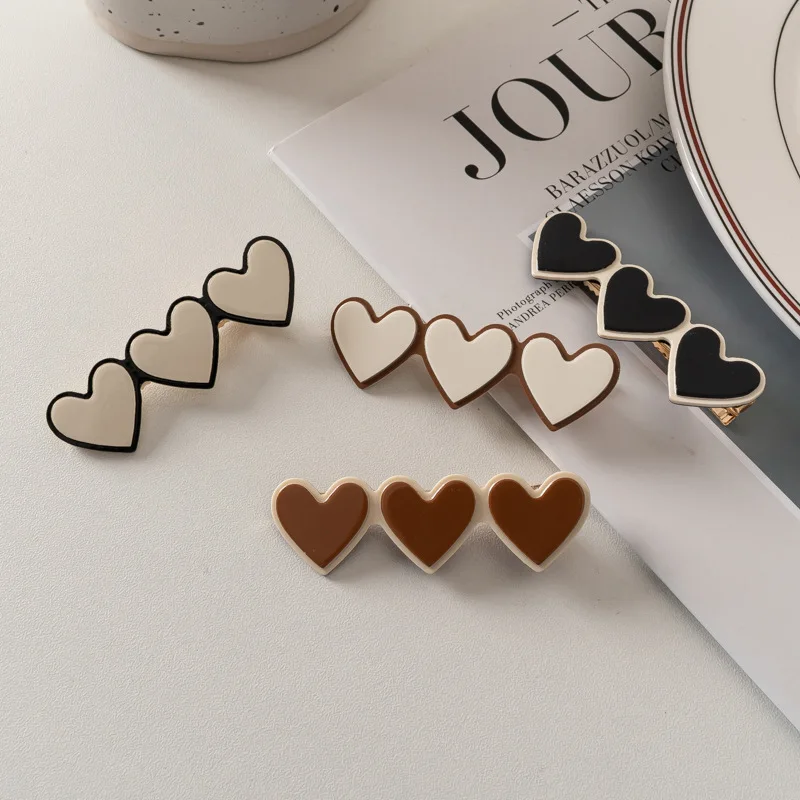 Spring New Fashion Metal Multi Layered Heart Shaped Duckbill Clip Campus Party Simple Hairpin Women\'s Elegant Hair Accessories