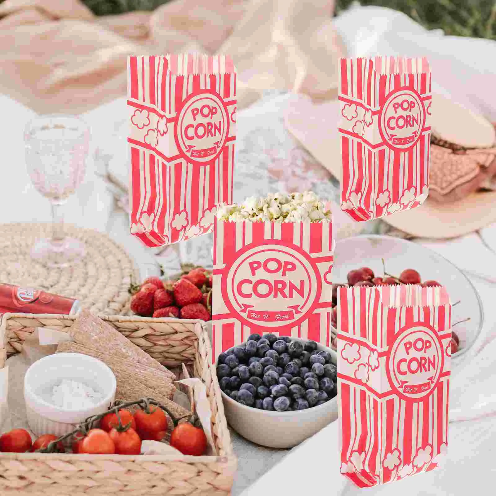 50 Pcs Popcorn Paper Bag Caramel Bags Individual Servings Portable Snack Accessory Convenient Holder Bulk Gift