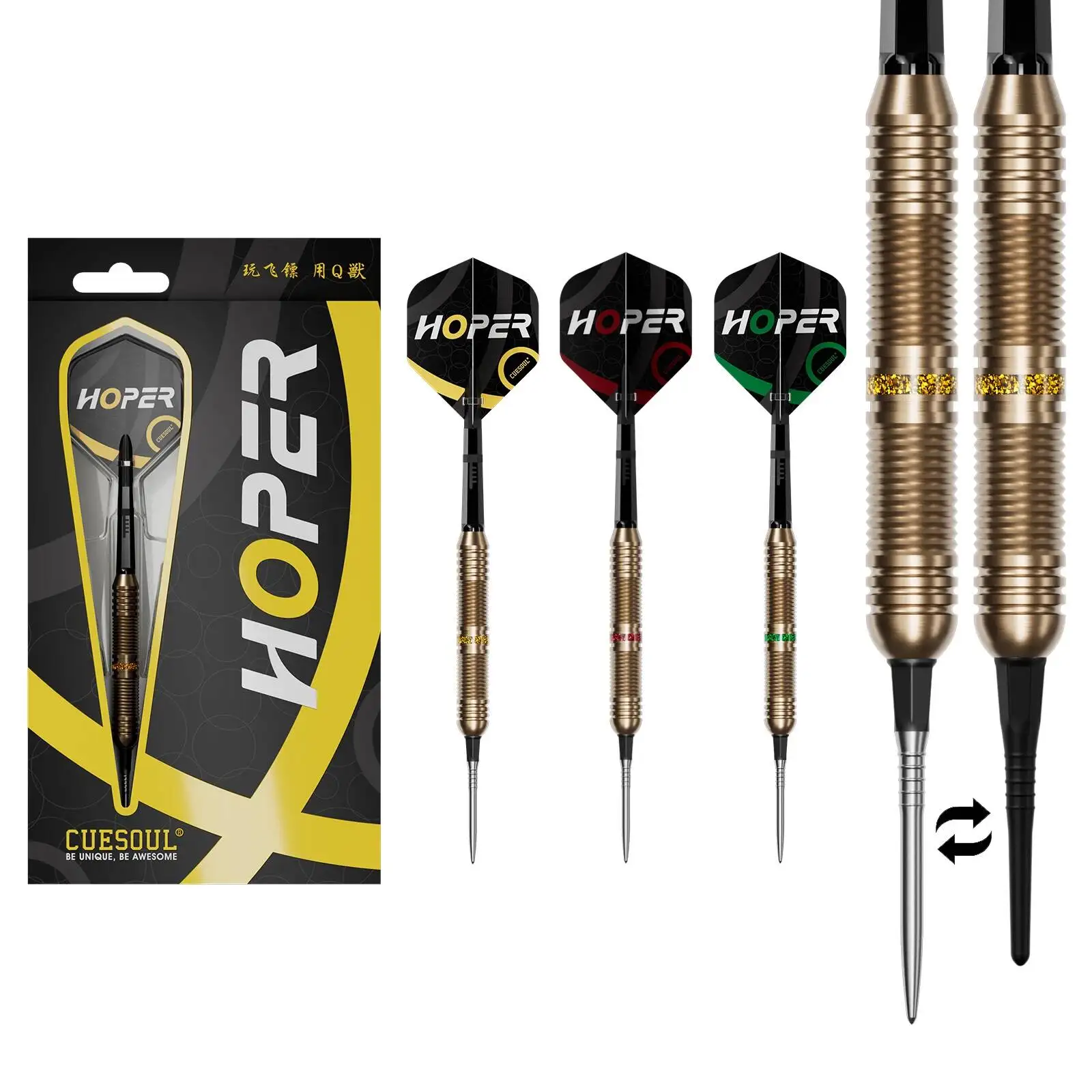 

Набор дротиков CUESOUL 'HOPER' P1 OTO Point из высококачественной латуни для стальных и мягких наконечников - 20 г, новинка 2026 года