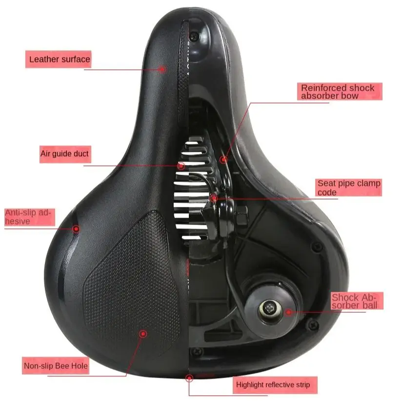 AliExpress OFFBONDAGE Hollow Breathable Bicycle Saddle Men Women MTB Road Bike Saddle Shock Absorbing Comfortable Big Butt Bike Seat Safety Warning