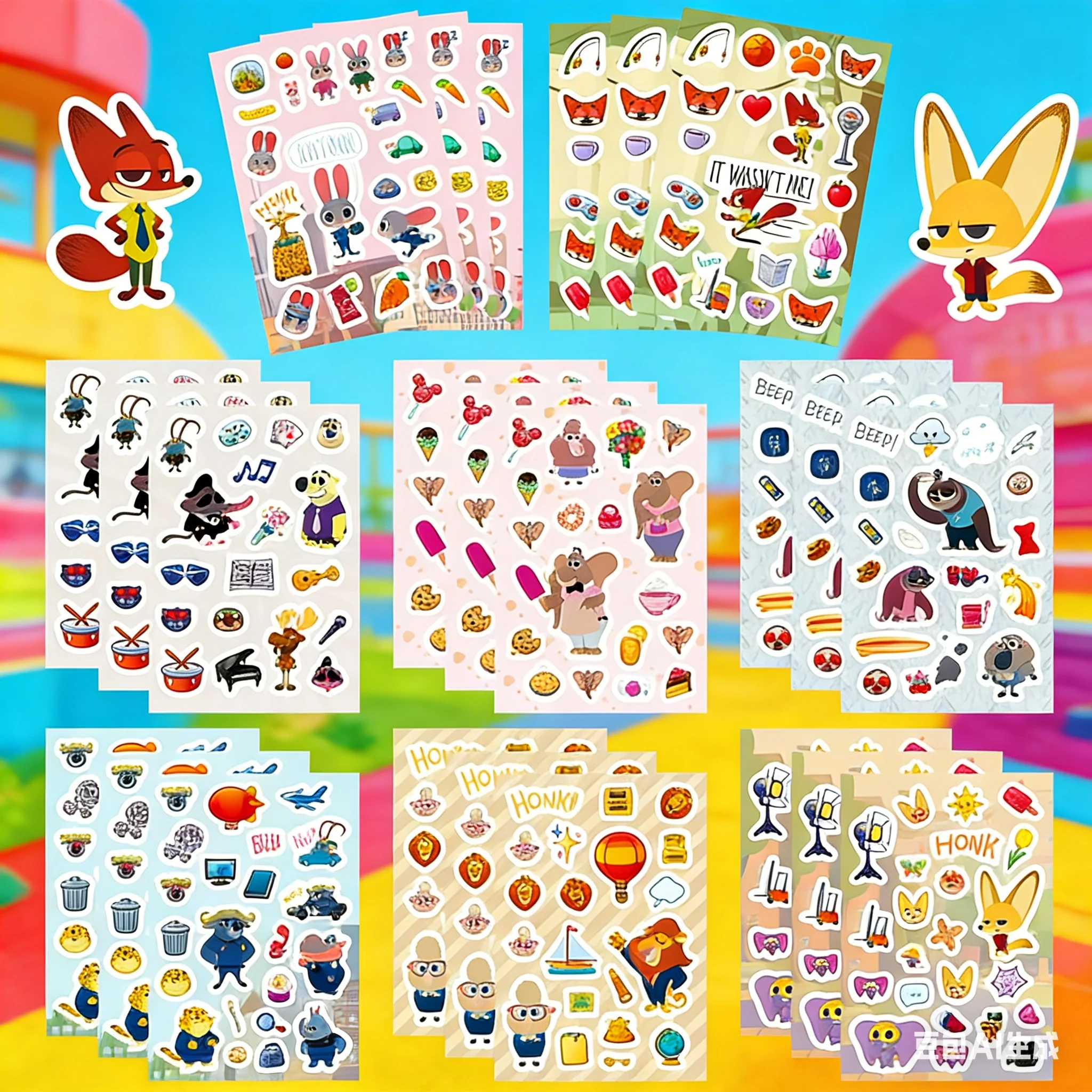 ชุด 8 ชิ้น ซูโทเปีย 2 - ฟิกเกอร์การ์ตูนสัตว์น่ารัก จูดี้ แรบบิท นิค ฟ็อกซ์ โบโก้ สลอธ สติ๊กเกอร์ตกแต่งไดอารี่ ของขวัญสำหรับแฟนๆ