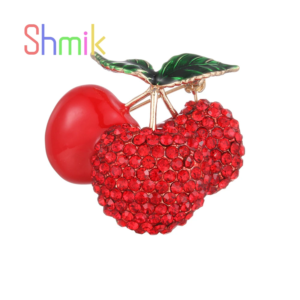 Red Enamel Brooches For Women Kids Cherry Brooch Corsage Small Bouquet Hijab Pins Feminino Party Dress Accessories