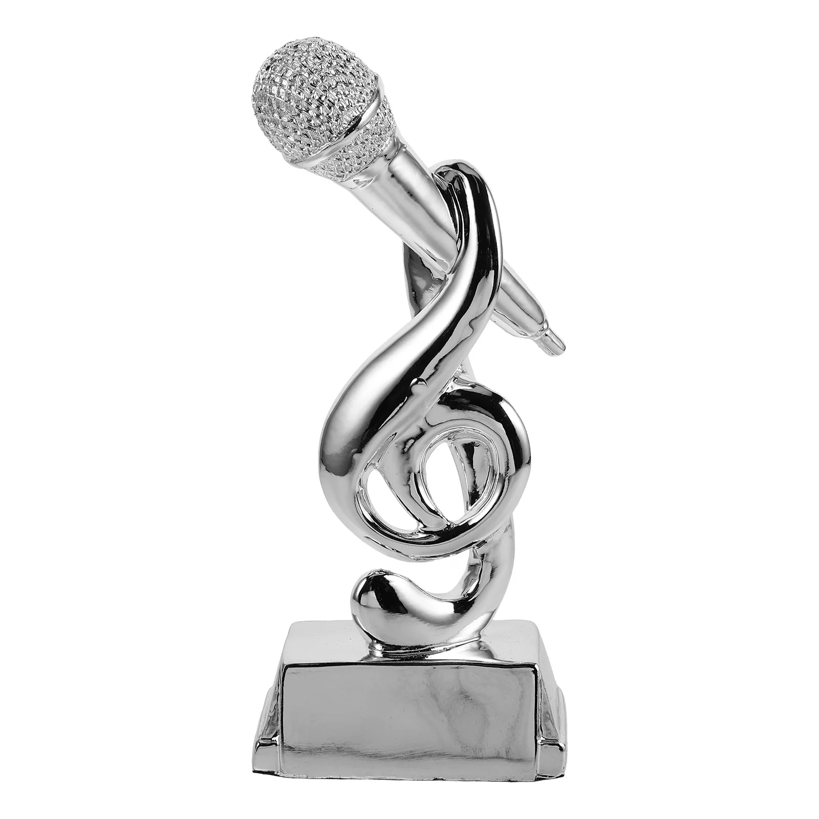 

Microphone Trophy For Singing Competition Music Recognition Karaoke Party Decor Silver Vintage Design Performance Award
