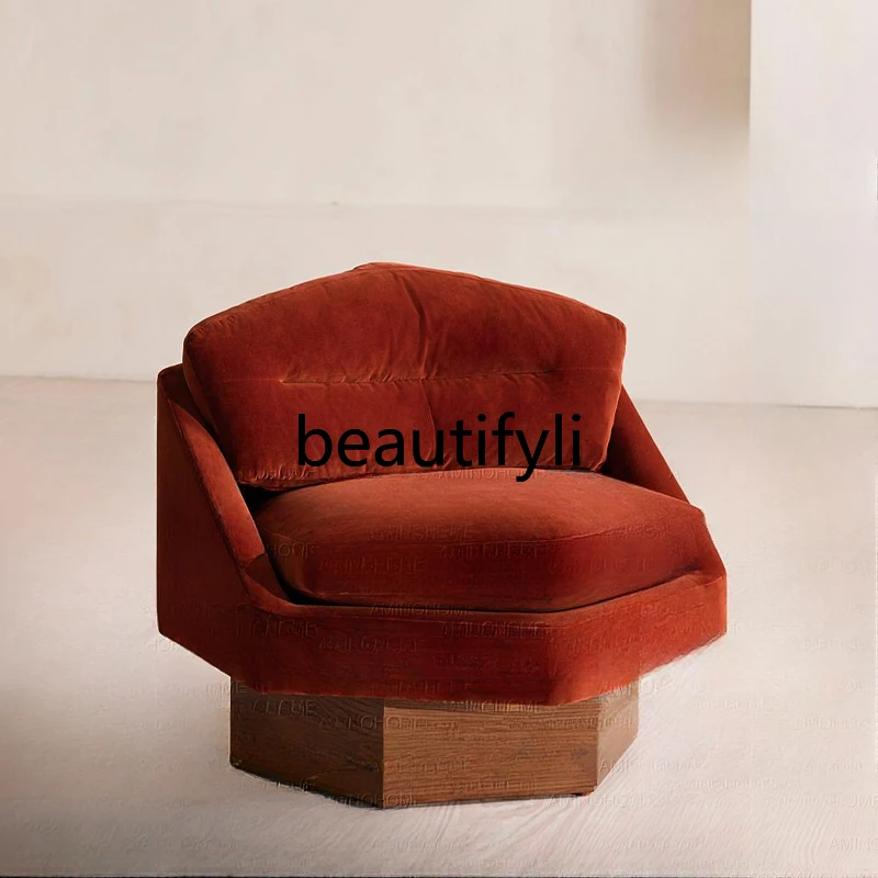 

Medieval retro style fabric single sofa chair living room light luxury high-end leisure chair