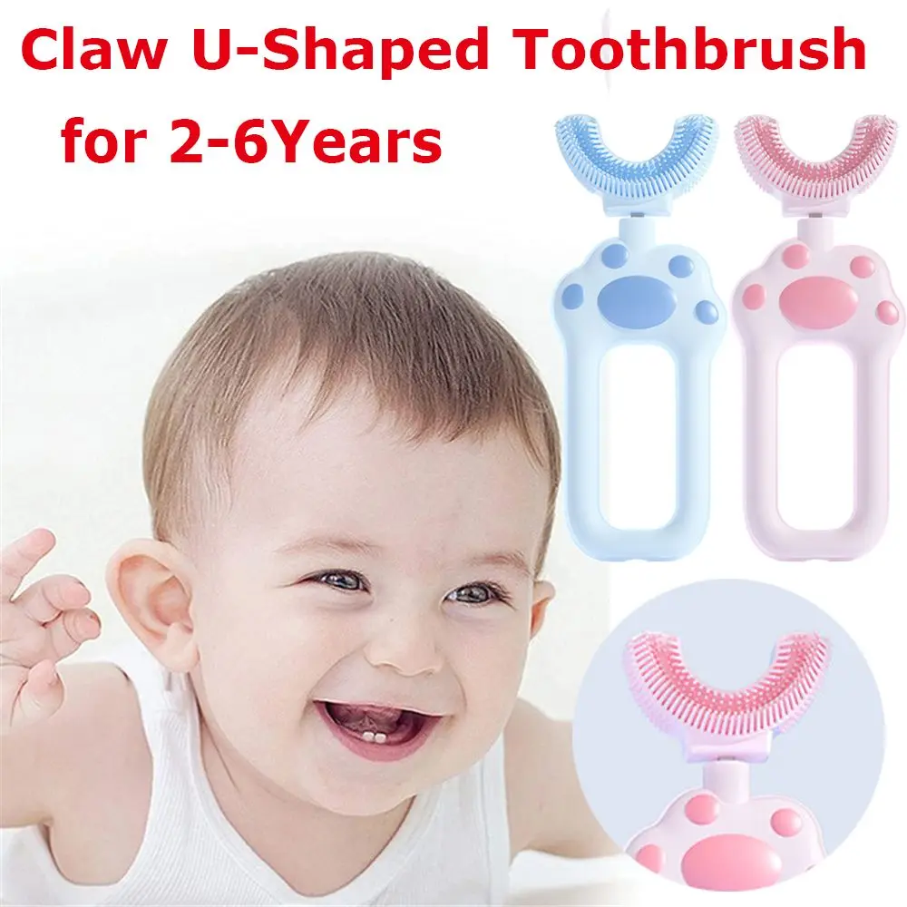 Teeth Cleaning 360 Degree Toddlers Dental Care Manual Toothbrush Claw Toothbrush Baby U-shaped Toothbrush Silicone Brush