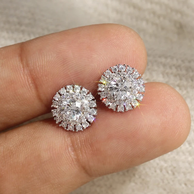 Huitan schillernde Zirkonia Ohr stecker für Frauen einfache elegante Braut Hochzeit Ohrringe bling bling neuen Modeschmuck
