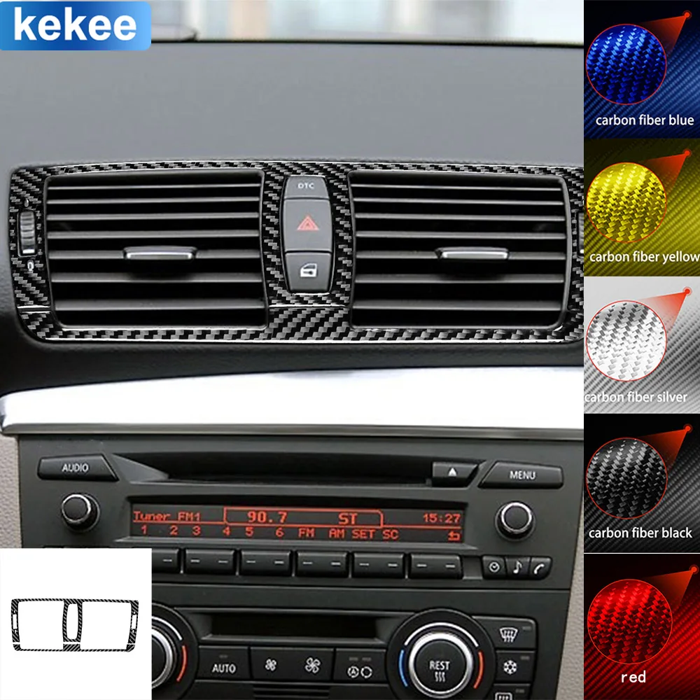 For BMW E81 E82 E87 E88 2008-2013 Dashbaord Center Air Outlet Frame Cover Real Carbon Fiber Sticker Car Interior Accessories