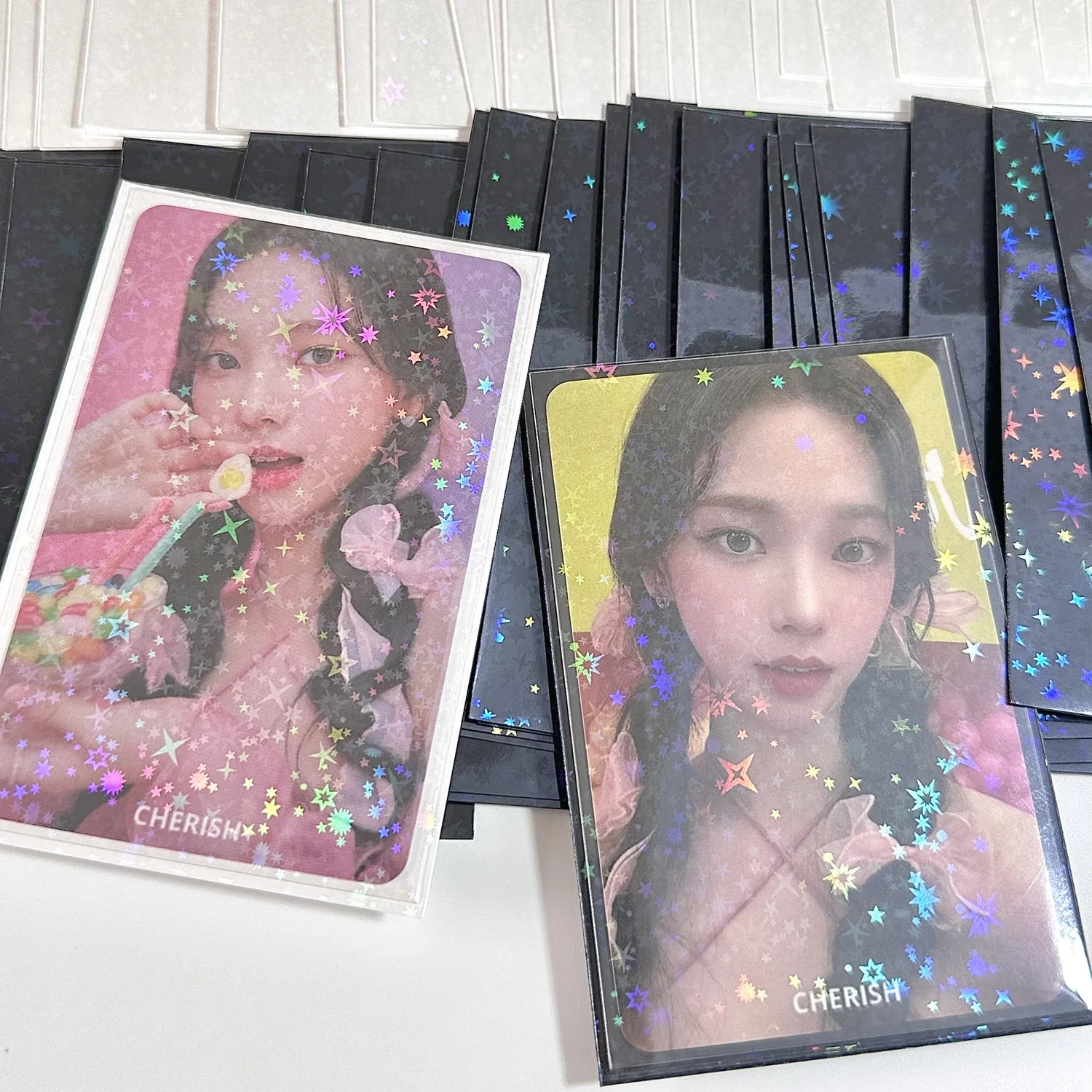 20Pcs/Pack InsCard Sleeves Glittery Star InsToploader Card Photocard Sleeves Idol Photo Cards Protective Storage Case